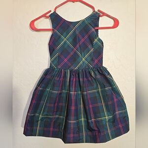 POLO RALPH LAUREN Girls Tartan Fit & Flare Holiday Dress Size S